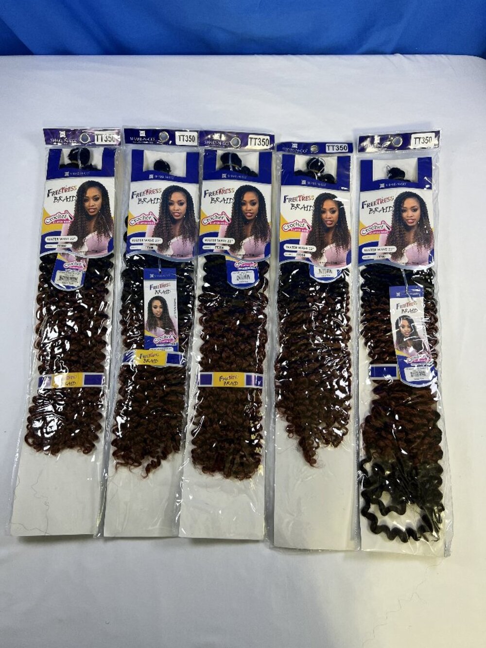Set of 5 Freetress Braid Water Wave 22" Synthetic Crochet Hair Color TT350